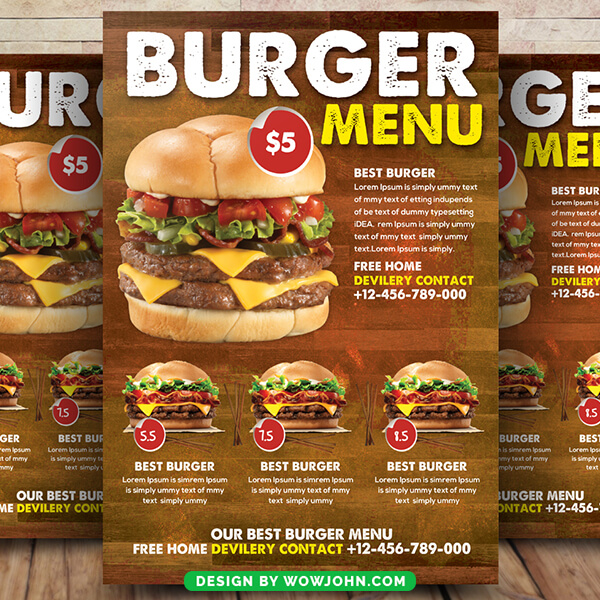 Burger Menu Flyer Poster Template Psd Design