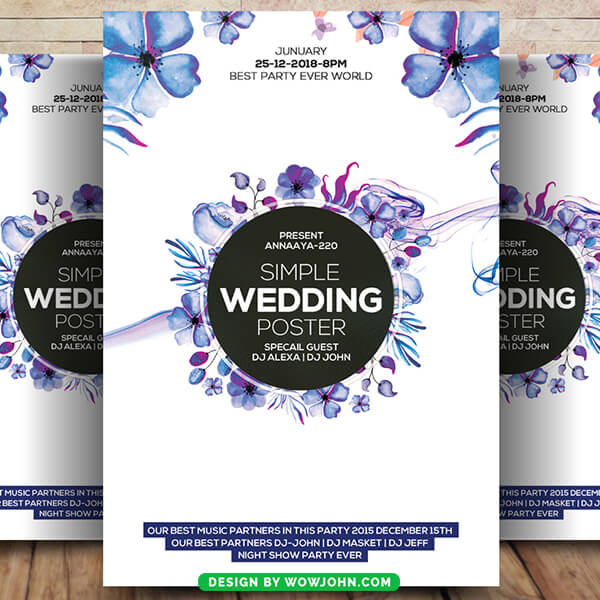 Simple Wedding Card Flyer Template Psd Design