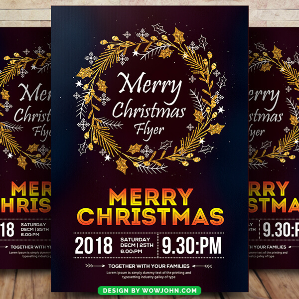 Christmas Wreath Flyer Template Psd Design