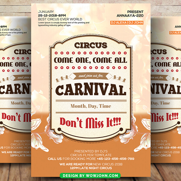 Carnival Circus Show Flyer Template Psd Design