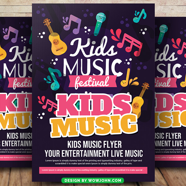 Kids Music Party Flyer Template Psd Design
