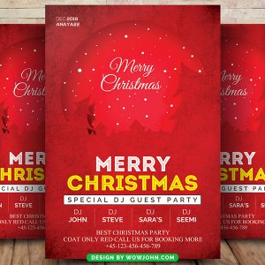 Merry Christmas Flyer Template Psd Design Poster