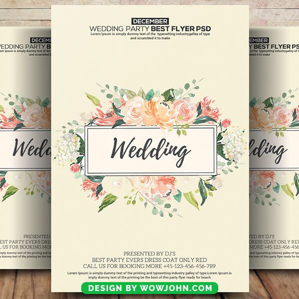 Wedding Flowers Flyer Invitation Template Design
