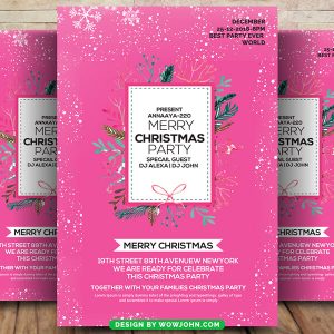 Pink Christmas Flyer Template Psd Design Poster