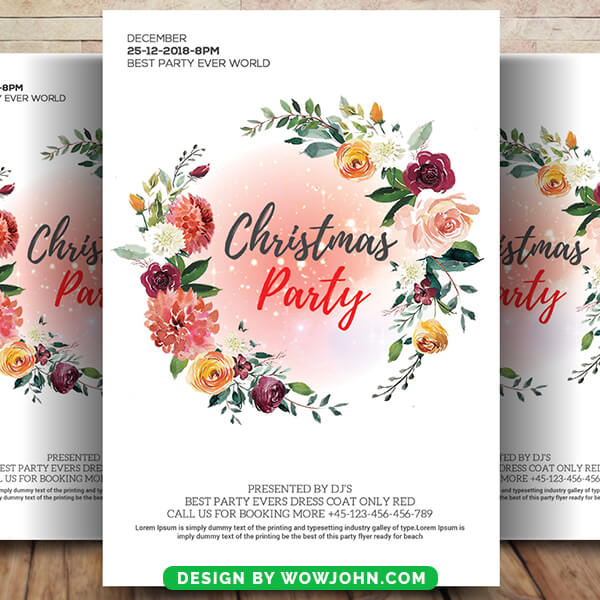 Christmas Watercolor Flyer Poster Template Design