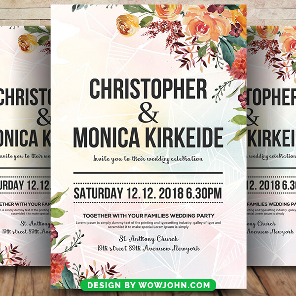 Watercolor Flower Wedding Flyer Template