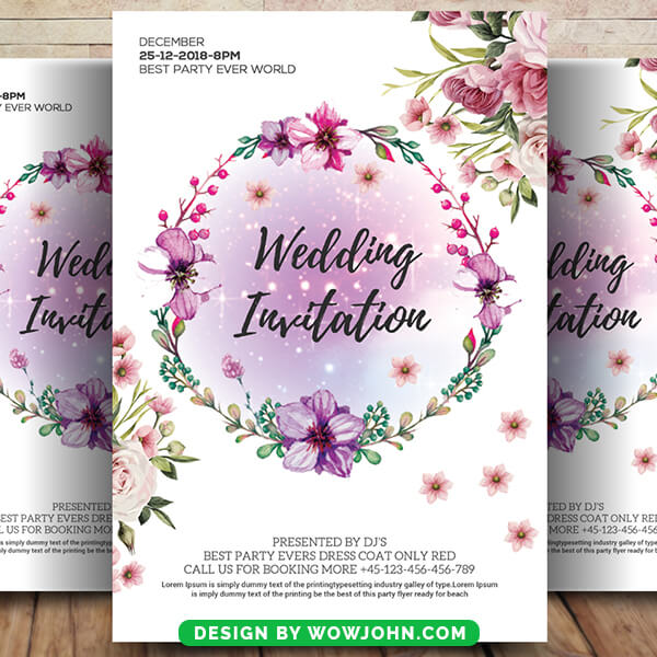 Watercolor Wedding Flyer Poster Template Design
