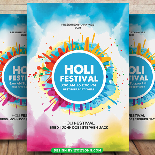 Indian Holi Festival Flyer Template Psd Design File