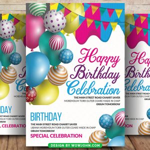 Colorful Birthday Party Flyer Template Psd Design