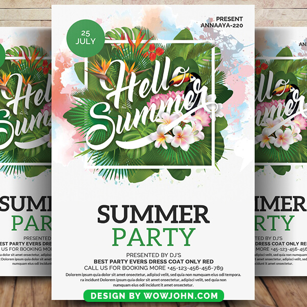 Hello Summer Party Flyer Psd Template Design