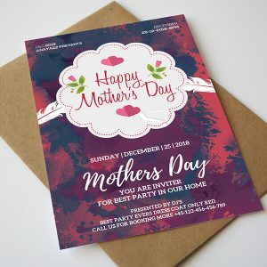 Happy Mothers Day Invitation Cards Psd Design