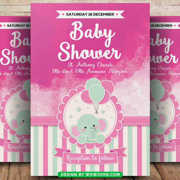 Baby Shower Invitation Flyer Template Psd File