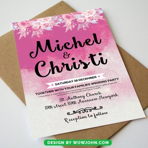 Wedding Floral Card Invitation Psd Template