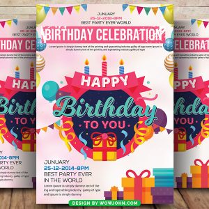 Kids Birthday Party Flyer Poster Template Psd