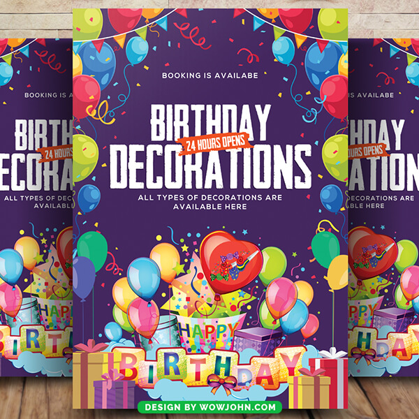 Kids Happy Birthday Party Flyer Poster Template Psd – Free Psd ...