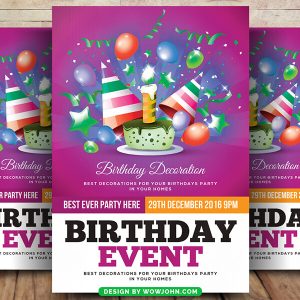 Kids Birthday Event Flyer Poster Template Psd