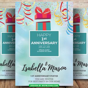 Happy 1st Anniversary Flyer Poster Template Psd