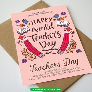Happy Teachers Day Card Flyer Poster Template Psd