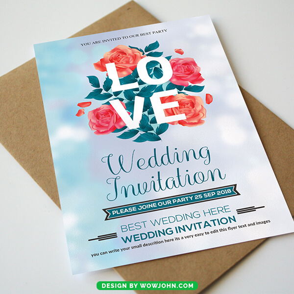 Wedding Invitation Card Flyer Poster Template Psd