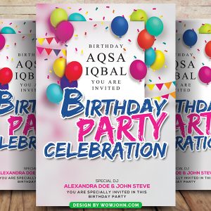 Birthday Party Design Flyer Poster Template Psd