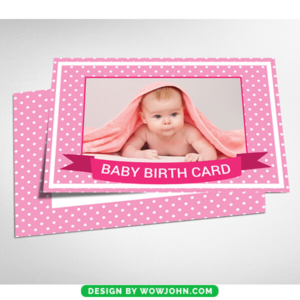 Pink Baby Birthday Card Psd Template Design