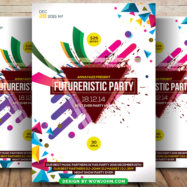 Futuristic Party Flyer Psd Template Design
