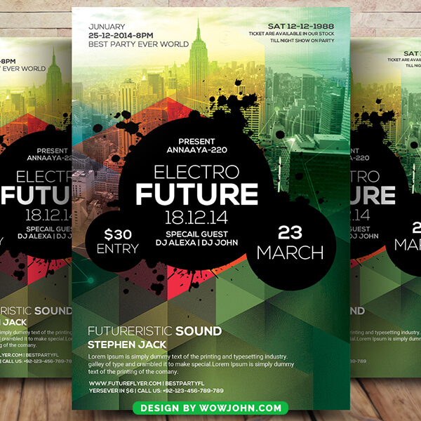 Electro Future Flyer Poster Template Psd Design