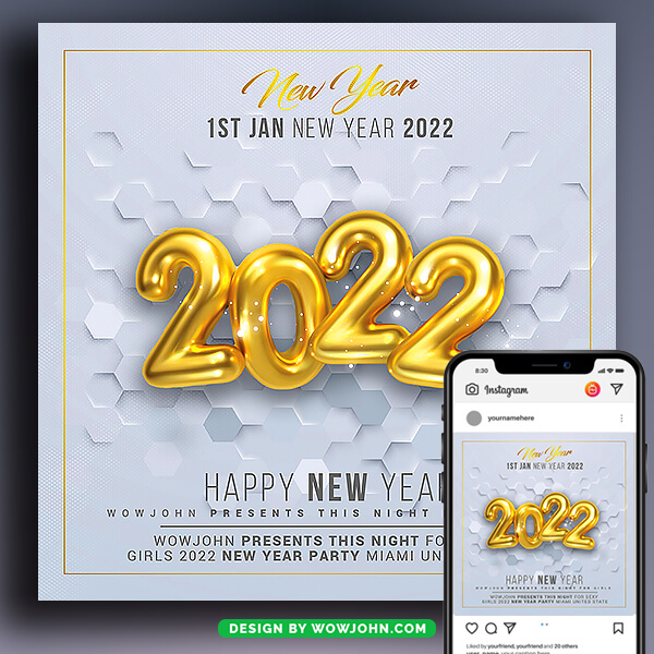 Happy New Year 2022 Flyer Template Psd Design