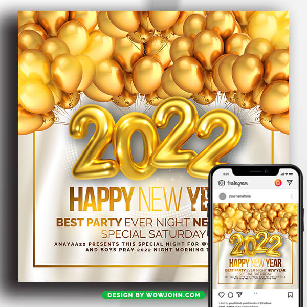 Happy New Year 4x4 Flyer Template Psd Design
