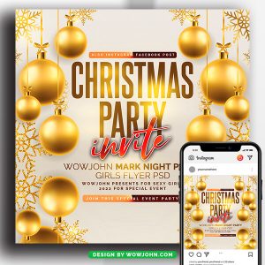 Christmas Party Invite Flyer Template Psd Design