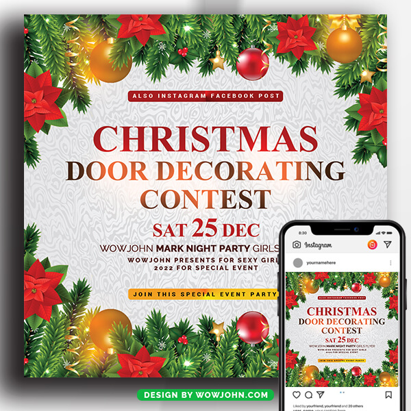 Door Decorating Contest Flyer Template Psd Design