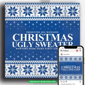 Ugly Sweater Christmas Flyer Poster Template Psd