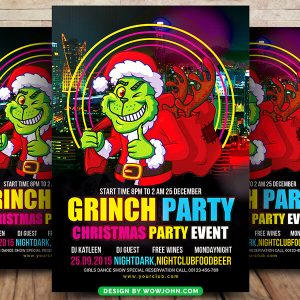Grinch Invitation Flyer Card Poster Psd Template