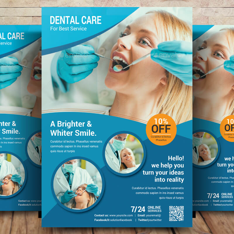 Dental Care Dentist Flyer Template Design Psd