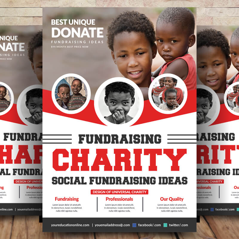 Kids Charity Donation Flyer Template Design Psd