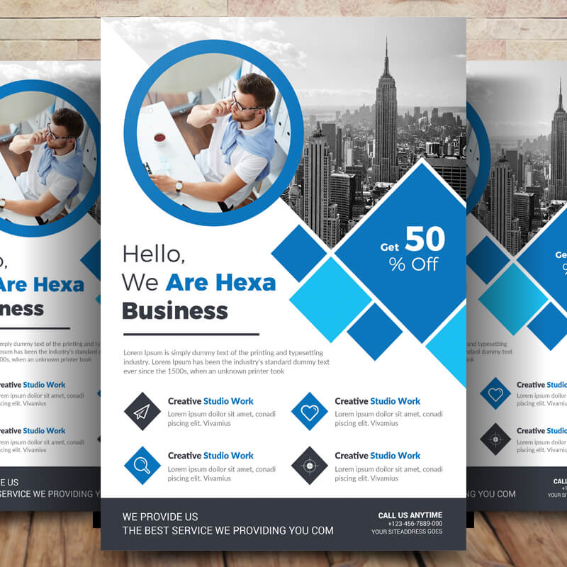Hexa Shape Business Flyer Template Design
