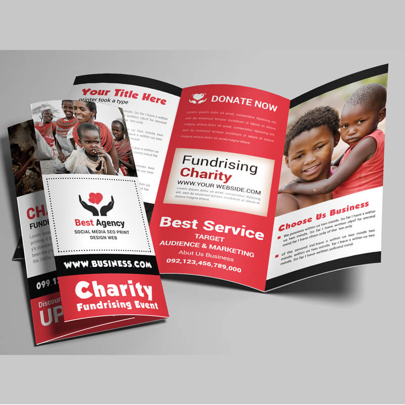 Charity Donation Trifold Brochure Template Design