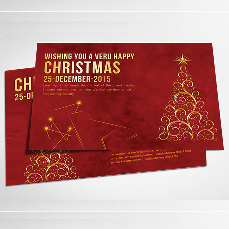 Red Happy Christmas Card Invite Psd Template