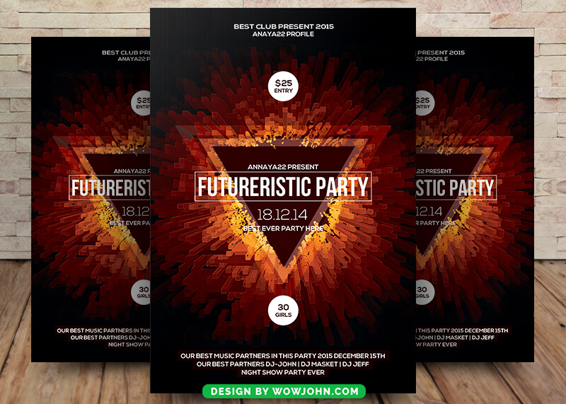 Futuristic Party Flyer Template Psd Design
