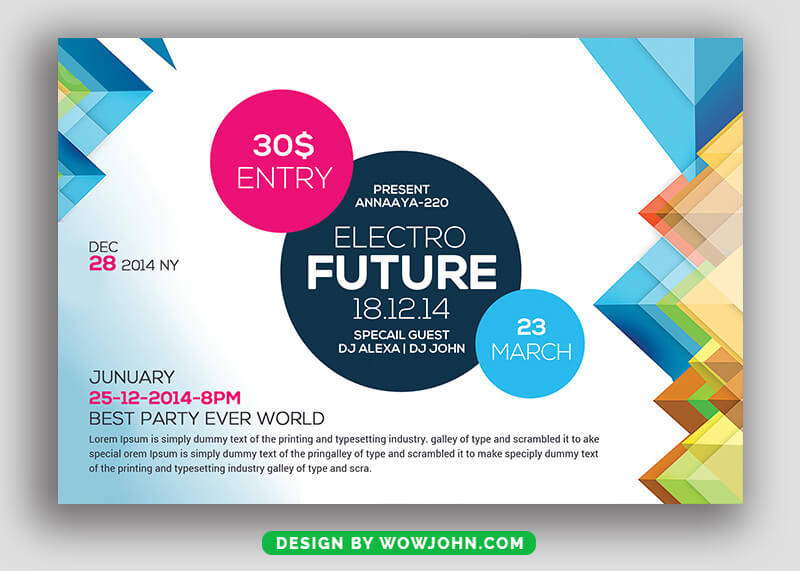 Colorful Electro Future Party Flyer Template Design