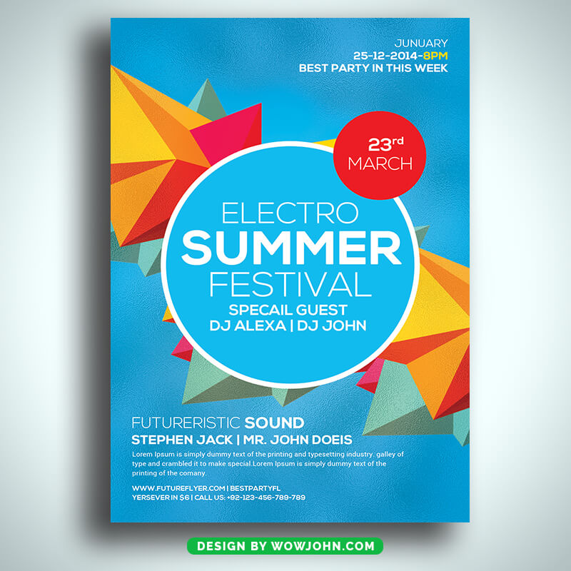 Electro Summer Party Flyer Template Psd