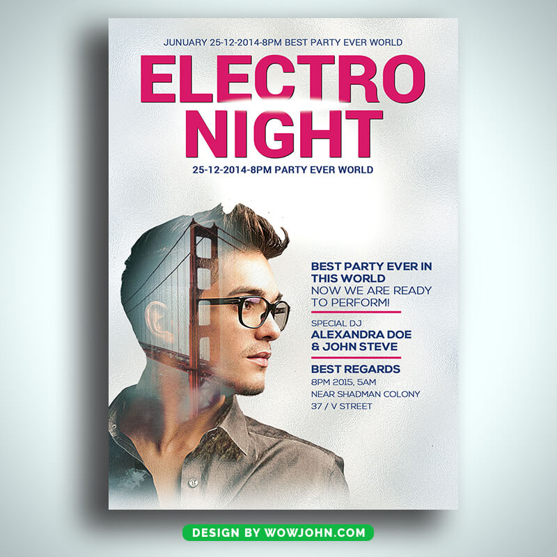 Electro Dj Night Psd Flyer Template Design
