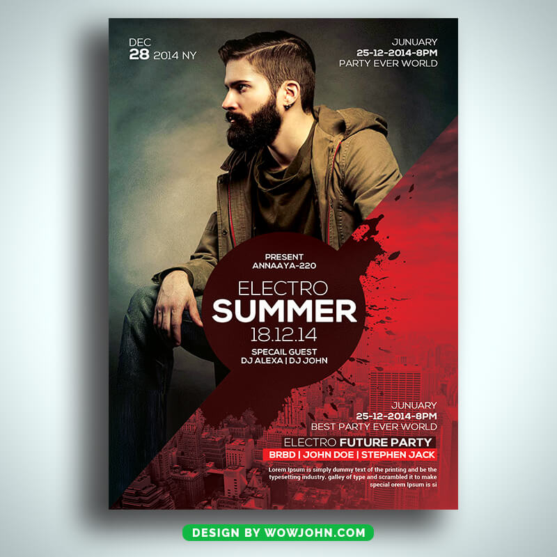 Electro Summer Dj Party Flyer Template Psd