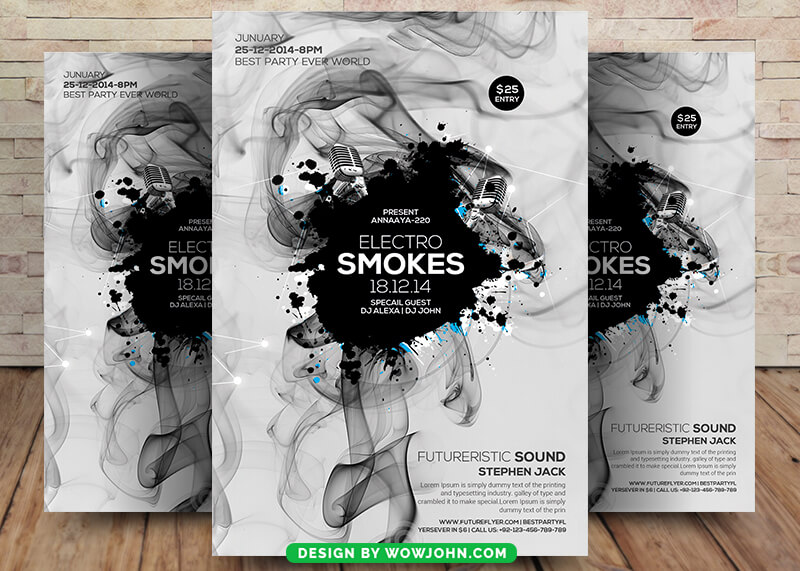 Electro Smoke House Party Flyer PSD Template