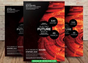Techno Party Flyer Template Design PSD