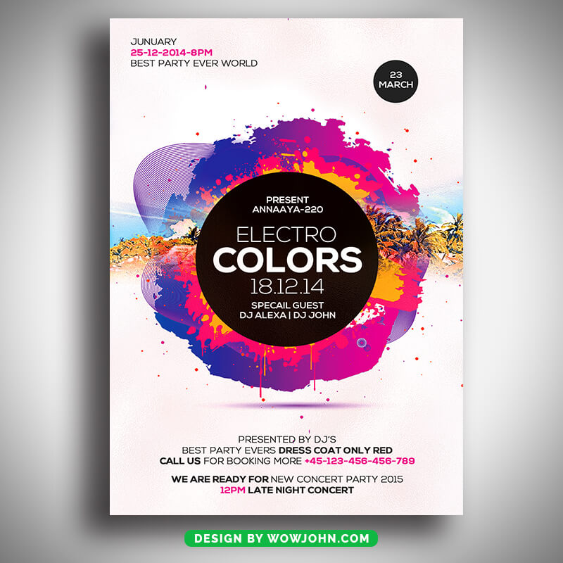 Electro Colors Party Flyer Design Template Psd