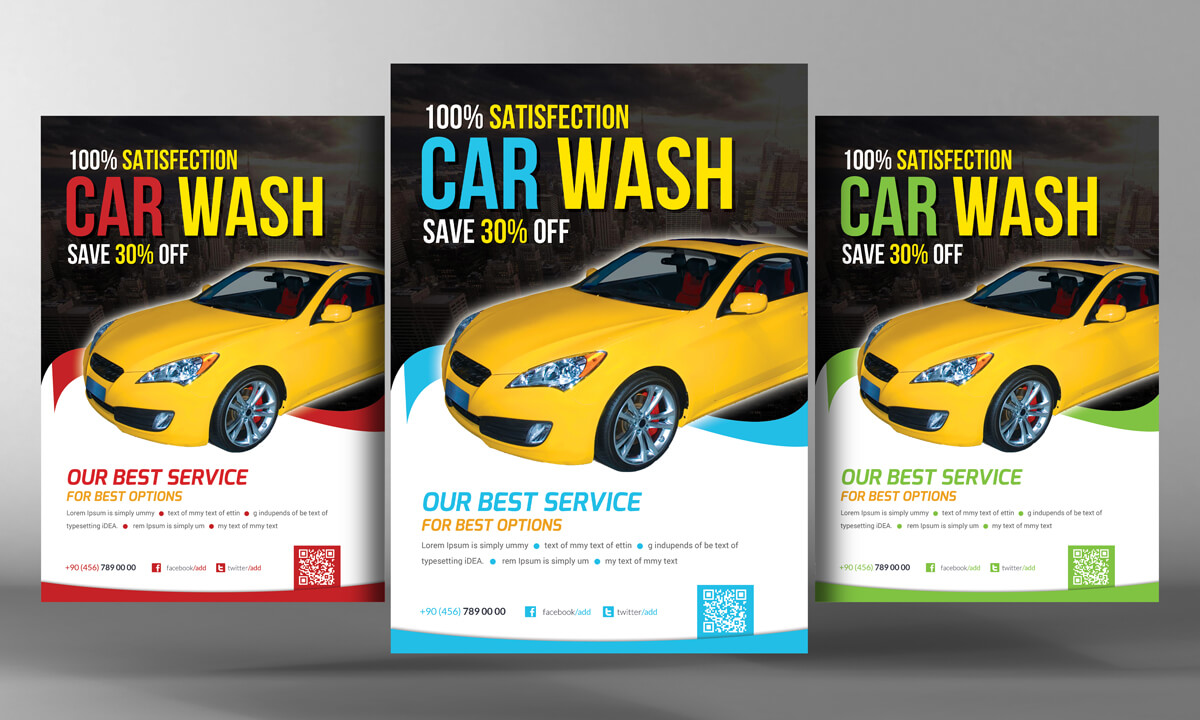 Car Wash Service Flyer Template Design Psd