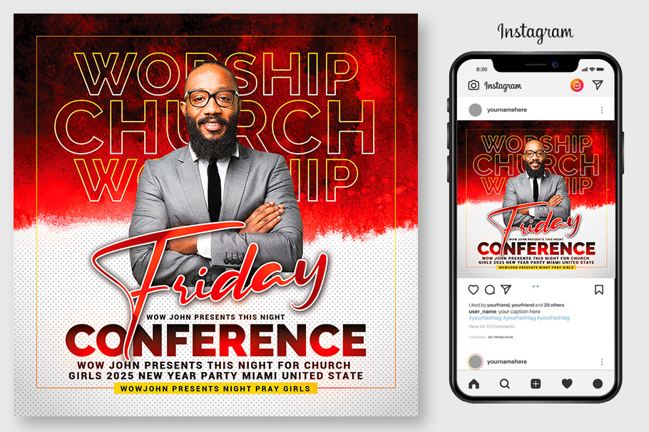 Red Church Flyer Template Design File