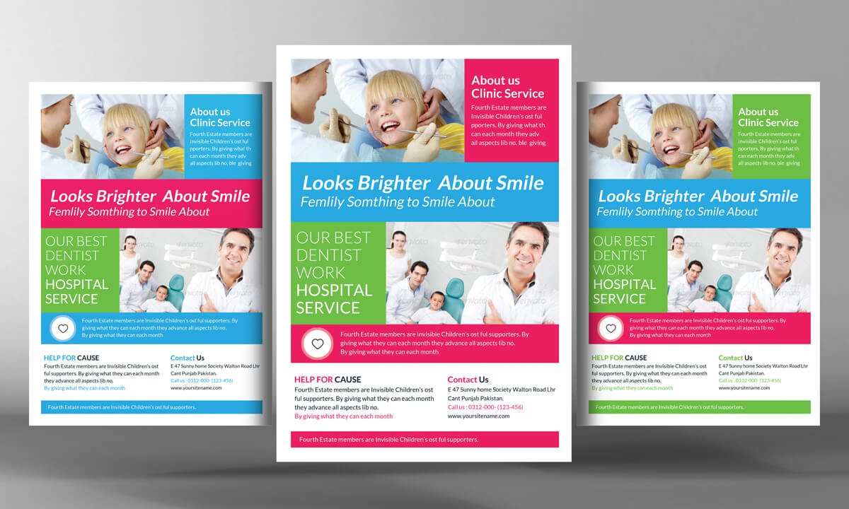 Dental Dentist Service Flyer Template Design Psd