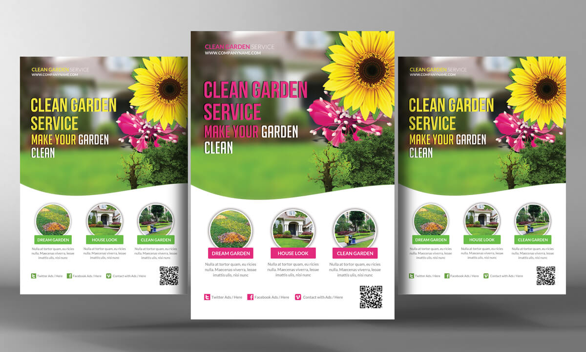 Gardening Service Flyer Template Design Psd